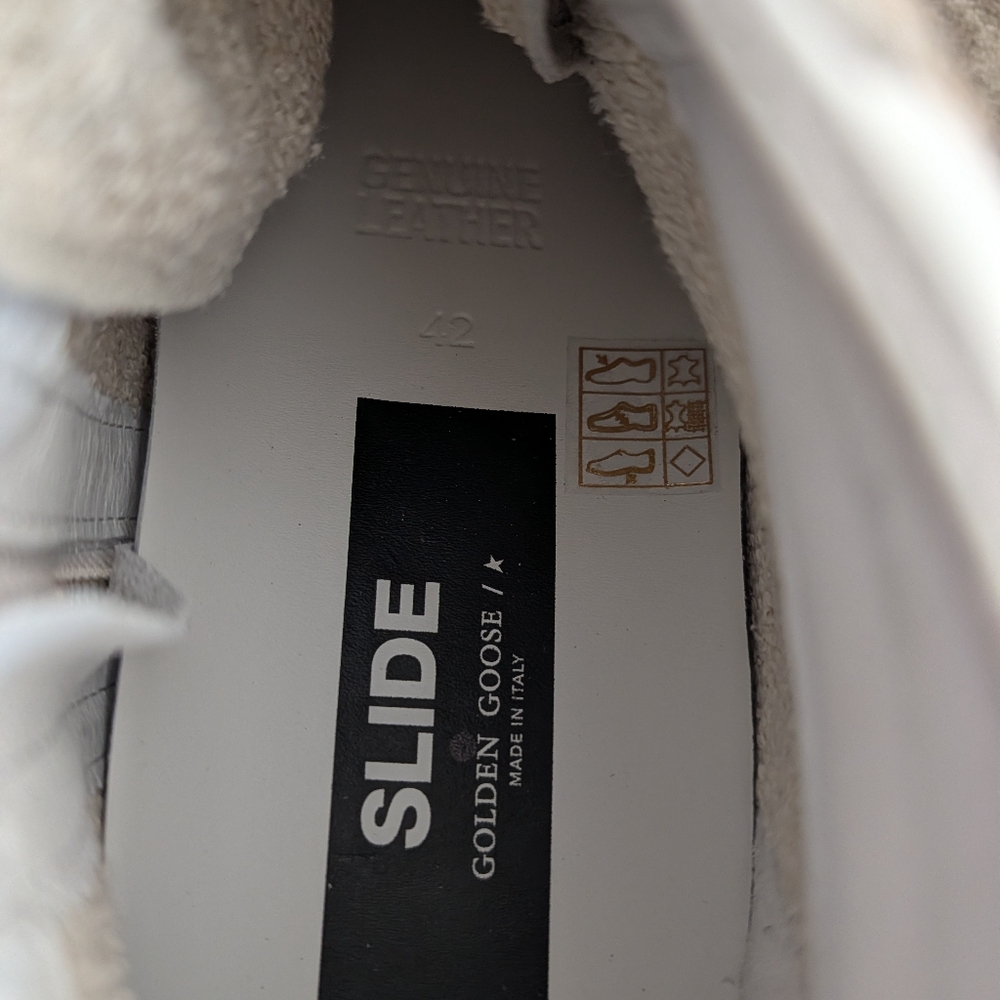 Golden Goose Slide High Top Sneaker Suede Toe And Star Leather White Ice Men's - Picture 11 of 13